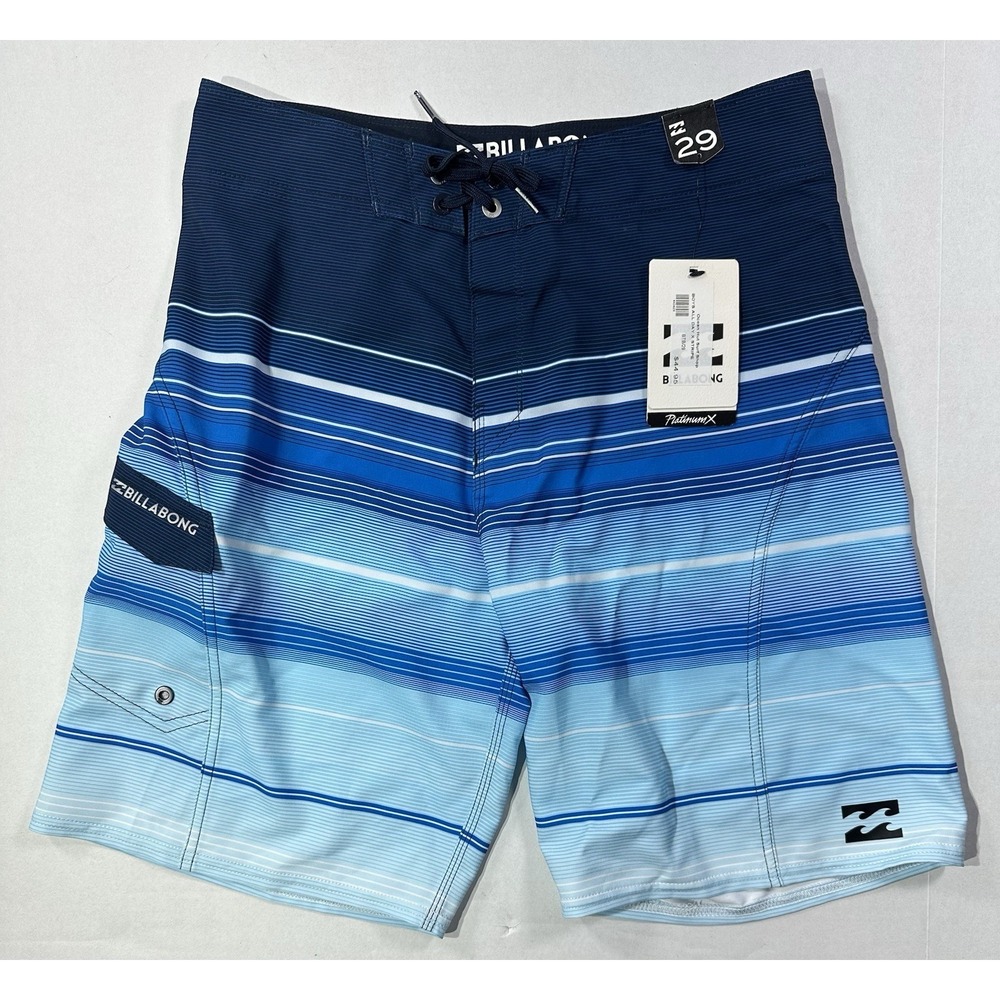 Billabong Platinum X Board Shorts 29 Blue Striped All Day Stripe Surf Swim